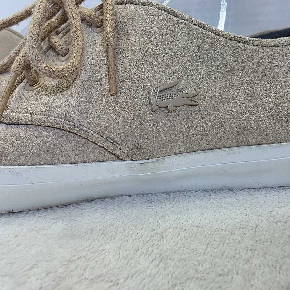 Lacoste Sevrin‎ Suede Mens Size 11 Leather Casual Boat Shoes Tan Blue